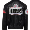 Los Angeles Clippers Black Full Snap Leather Jacket Back