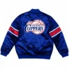 Los Angeles Clippers Blue Satin Zip Jacket Back