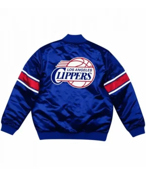 Los Angeles Clippers Blue Satin Zip Jacket Back
