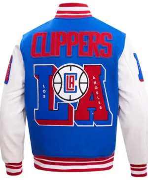 Los Angeles Clippers Blue Wool Varsity Jacket Back
