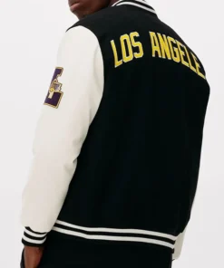 Los Angeles Lakers Black And White Wool Varsity Jacket Back