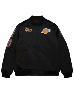 Los Angeles Lakers Black Bomber Zipper Jacket