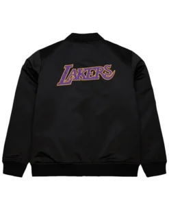 Los Angeles Lakers Black Bomber Zipper Jacket Back