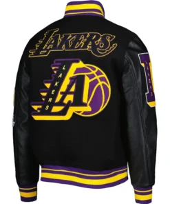 Los Angeles Lakers Black Wool Varsity Jacket Back