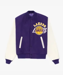 Los Angeles Lakers Purple And White Wool Varsity Jacket