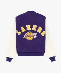 Los Angeles Lakers Purple And White Wool Varsity Jacket Back