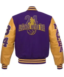 Los Angeles Lakers Purple Wool Varsity Jacket Back
