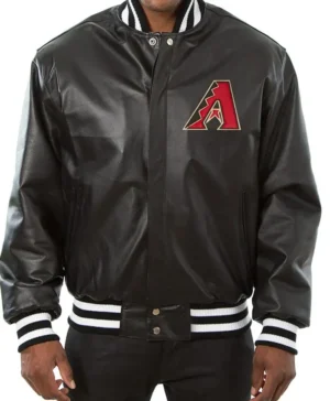 MLB Arizona Diamondbacks Black Bomber Leather Jacket