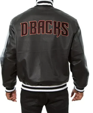 MLB Arizona Diamondbacks Black Bomber Leather Jacket Back