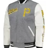 MLB Team Pittsburgh Pirates Grey and White Wool Varsity Jacket