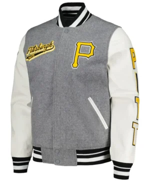 MLB Team Pittsburgh Pirates Grey and White Wool Varsity Jacket
