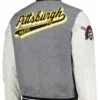 MLB Team Pittsburgh Pirates Grey and White Wool Varsity Jacket Back