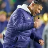 Marcus Freeman Notre Dame Blue Puffer Jacket For Sale