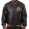 Mason Boston Bruins Black Vintage Bomber Leather Jacket