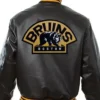 Mason Boston Bruins Black Vintage Bomber Leather Jacket For Sale