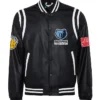 Memphis Grizzlies Black Full Snap Varsity Leather Jacket