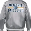 Memphis Grizzlies Grey Satin Varsity Jacket Back