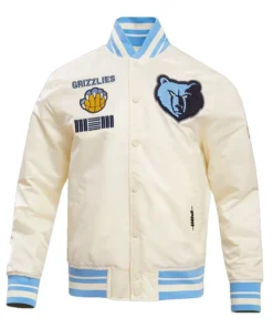 Memphis Grizzlies Satin Full Snap Varsity Jacket