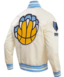 Memphis Grizzlies Satin Full Snap Varsity Jacket Back