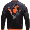 Mens Pro Baltimore Orioles White And Black Satin Varsity Jacket For Sale