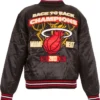 Miami Heat Championship Black Satin Varsity Jacket Back