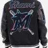 Miami Heat Mashup Black Wool Varsity Jacket Back
