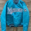 Miami Marlins Vintage Full Snap Starter Bomber Blue Jacket