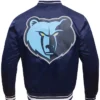 Micah Memphis Grizzlies Navy Blue Satin Varsity Jacket Back