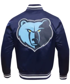 Micah Memphis Grizzlies Navy Blue Satin Varsity Jacket Back