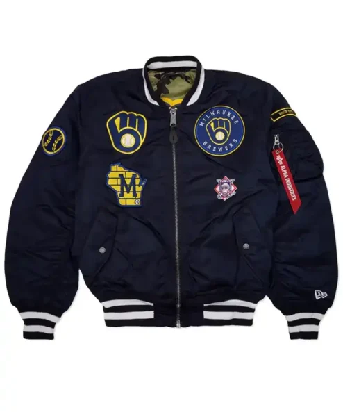 Milwaukee Brewers Ma-1 Black Varsity Jacket