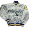 Milwaukee Brewers Vintage Bomber Grey Jacket