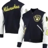 Milwaukee Brewers Wool Black And White Varsity Jacket