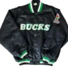 Milwaukee Bucks 90s Black Satin Varsity Jacket