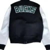 Milwaukee Bucks Black And White Letterman Jacket Back