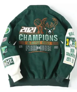 Milwaukee Bucks Championship Suede Varsity Jacket Back
