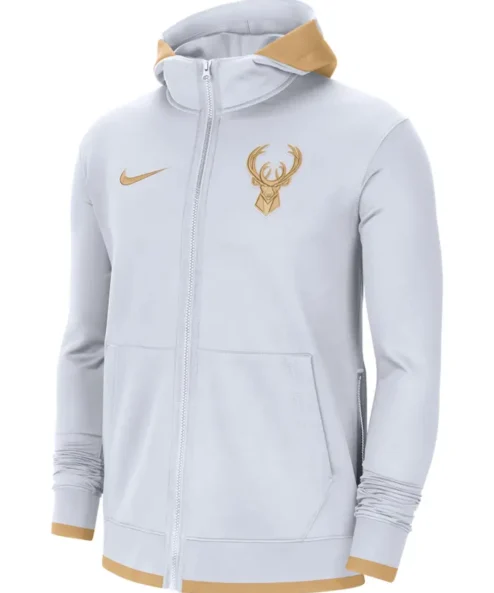 Milwaukee Bucks Championship White And Gold Hooded Jacket