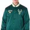 Milwaukee Bucks Green Satin Varsity Jacket