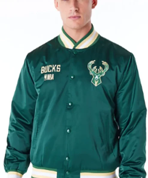 Milwaukee Bucks Green Satin Varsity Jacket