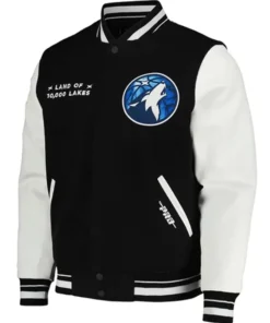 Minnesota Timberwolves Black And White Varsity Jacket
