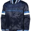 Minnesota Timberwolves Navy Blue Satin Varsity Jacket