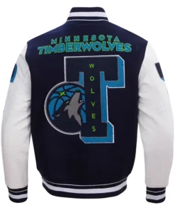 Minnesota Timberwolves Navy Wool Varsity Jacket Back