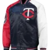 Minnesota Twins Raglan Varsity Navy and Red Jacket