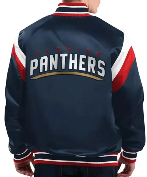 Mireya Florida Panthers Shut Out Satin Blue Varsity Bomber Jacket