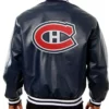 Montreal Canadiens Navy Blue Bomber Leather Jacket