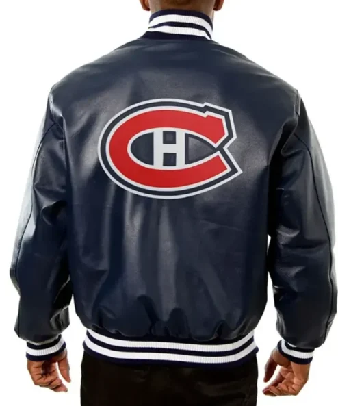 Montreal Canadiens Navy Blue Bomber Leather Jacket