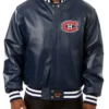 Montreal Canadiens Navy Blue Vintage Bomber Leather Jacket