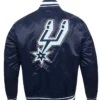 Murazik Spurs Navy Blue Satin Varsity Jacket Back