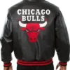 Murray Chicago Bulls Black Bomber Leather Jacket Back