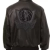 Myriam Dallas Mavericks Black Leather Bomber Jacket Back