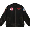 NBA Atlanta Hawks Black Satin Bomber Jacket